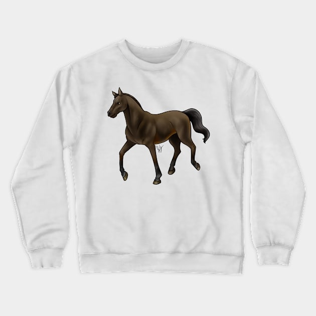 Horse - Thoroughbred - Black Crewneck Sweatshirt by Jen's Dogs Custom Gifts and Designs